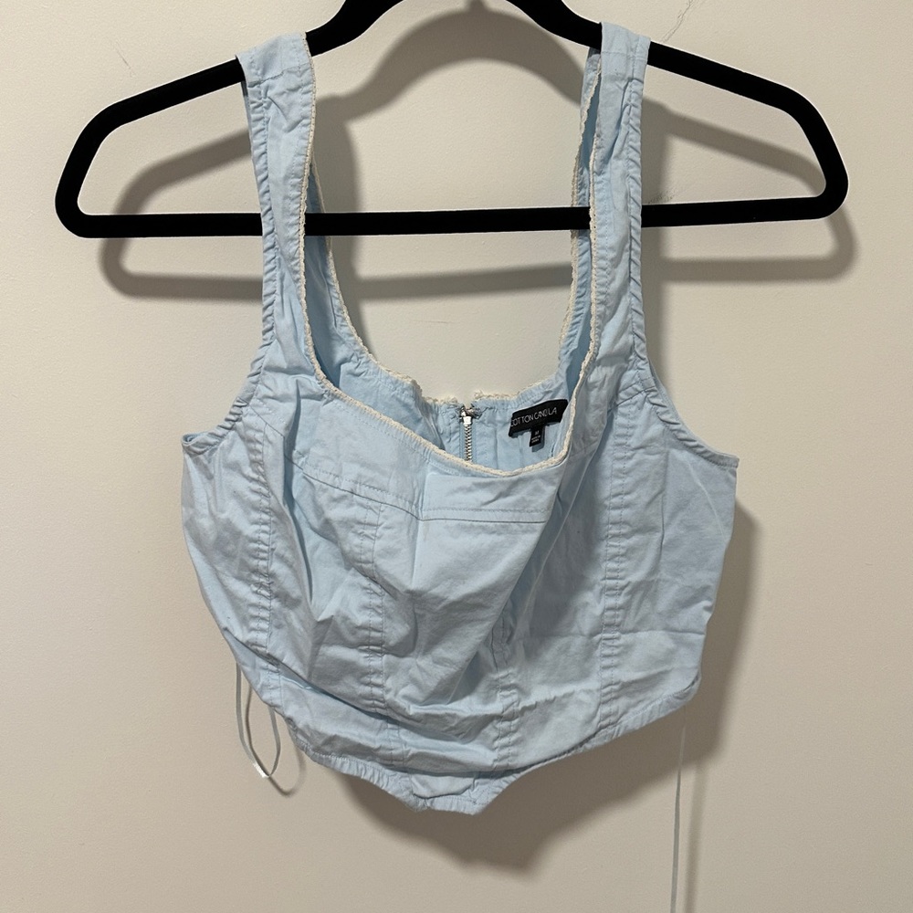 blue cropped tank